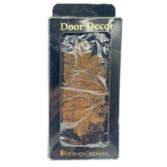 Vtg Bob Siemon Door Decor Peace To All Who Enter Brass Pewter 4.5" Plaque 1996 - Picture 2 of 6